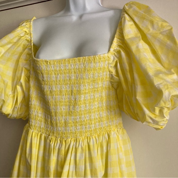 S/W/F Yellow Gingham Check Golden Path Babydoll Style Dress, NWT Sz L - Picture 7 of 16